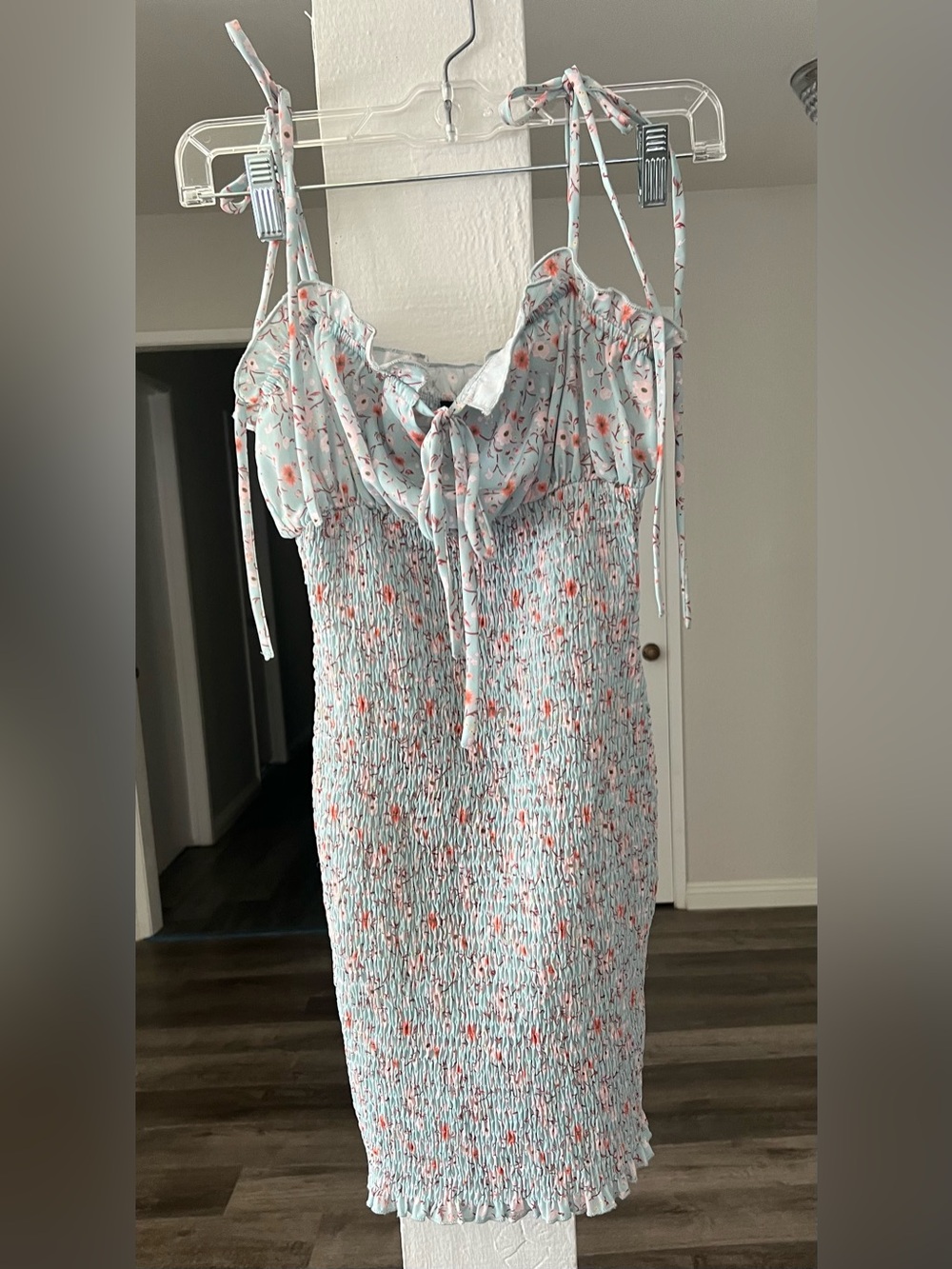 Windsor Charming Ditsy Floral Smocked Mini Dress.